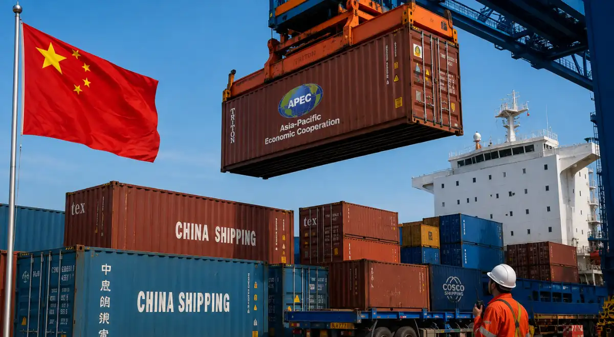 El comercio de China con las economías APEC creció 21% durante los primeros siete meses de 2026. Fuente: Composición IA